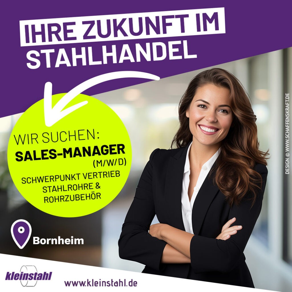 Sales-Manager (m/w/d) – Schwerpunkt Vertrieb Stahlrohre & Rohrzubehör in Bornheim/Rheinland